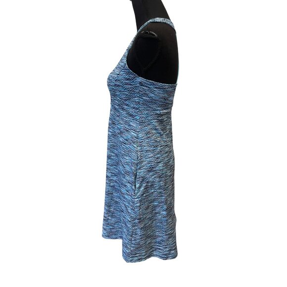 Womens Blue Chevron Athletic Dress Bra Pads V Neck Sleeveless Racerback S halter - Picture 4 of 10
